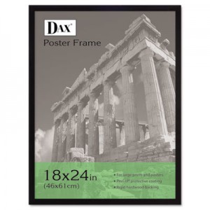 DAX MANUFACTURING INC. Flat Face Wood Poster Frame with clear plastic window, 18 x 24, Black UCP1000
